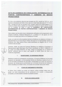 ACTA DE AUDIENCIA DE CONCILIACiÓN, DETERMINACION DE