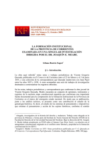 La formación institucional de la Provincia de Corrientes examinada