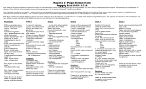 Rayma C. Page Elementary Supply List 2015