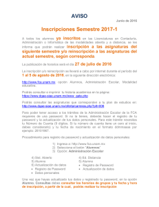 AVISO Inscripciones Semestre 2017-1 - FCA