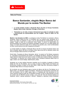 Banco Santander, elegido Mejor Banco del Mundo por la revista