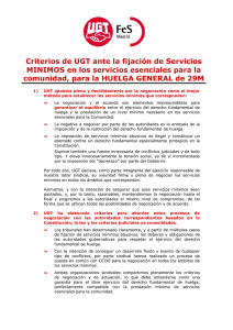 Criterios de UGT ante la fijación de Servicios MINIMOS en los
