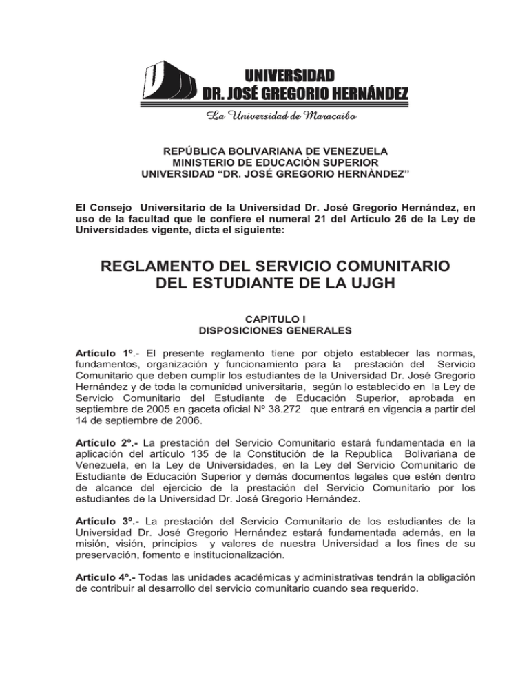 Reglamento de Servicio Comunitario