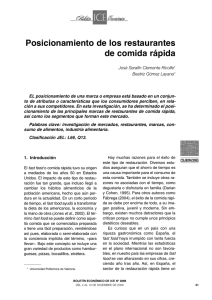Posicionamiento de los restaurantes de comida r&aacute;pida