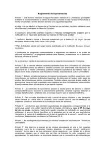 Reglamento de Equivalencias - Universidad Católica Argentina