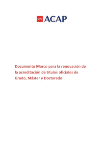 Documento Marco para la renovación de la acreditación de títulos