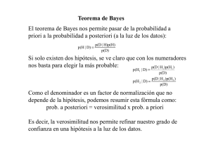 Teorema de Bayes El teorema de Bayes nos permite pasar de la