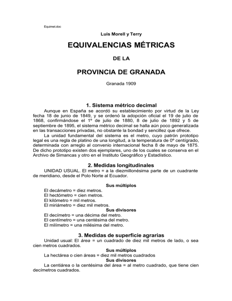 Equivalencias M tricas Editorial Fajardo El Bravo