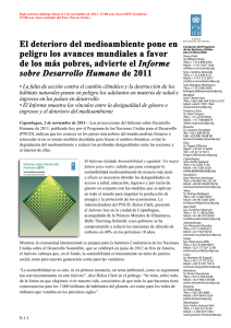 El deterioro del medioambiente pone en peligro los avances