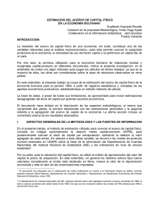 Estimación Del Acervo De Capital Físico En La Economía Boliviana.