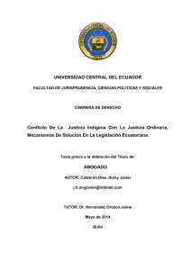 UNIVERSIDAD CENTRAL DEL ECUADOR PORTADA Conflicto De