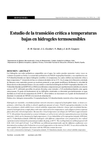 Estudio de la transición crítica a temperaturas bajas en hidrogeles