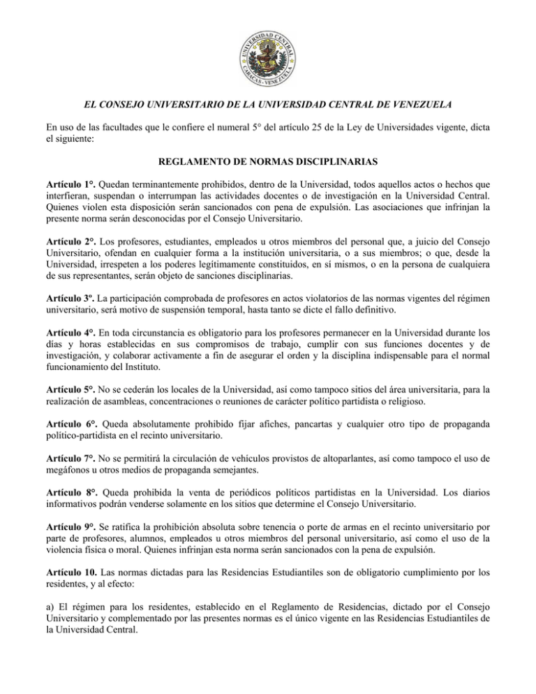 Reglamento de Normas Disciplinarias