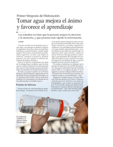 Tomar agua mejora el ánimo y favorece el aprendizaje