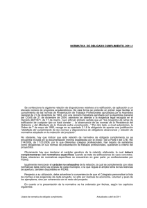 NORMATIVA DE OBLIGADO CUMPLIMIENTO. 2011