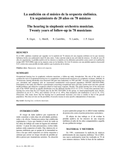 La audición en el músico de la orquesta sinfónica. Un seguimiento