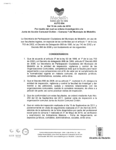 Notificación del Auto 094 de julio 15 de 2015