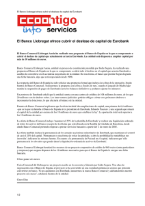 El Banco Llobregat ofrece cubrir el desfase de capital de Eurobank