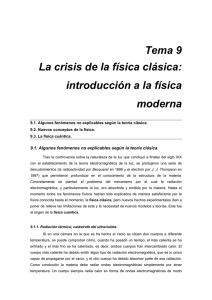 Tema 9 La crisis de la física clásica: introducción a la física moderna
