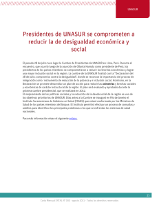 Presidentes de UNASUR se comprometen a reducir la de