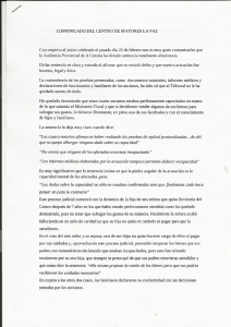 COMUNICADO DEL CENTRO DE MAYORES LA PAZ Con respecto