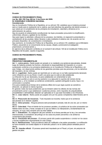 Ecuador CODIGO DE PROCEDIMIENTO PENAL Ley No. 000. RO