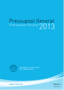 Pressupost 2013 vol. I - Consell Insular de Menorca