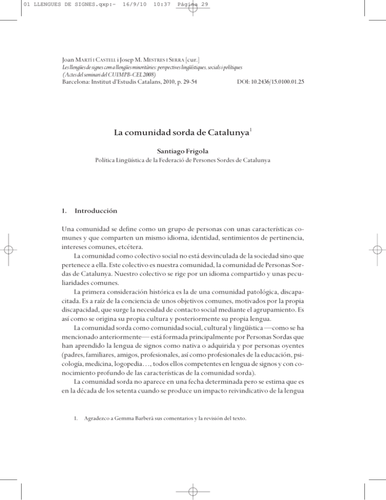 La comunidad sorda de Catalunya1 La comunidad sorda de Catalunya1