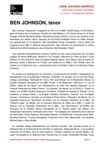 Biografía Ben Johnson - Centro Nacional de Difusión Musical