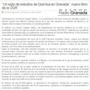 “Un siglc de estudies de Química en Granada“, nueve libre de la UGR