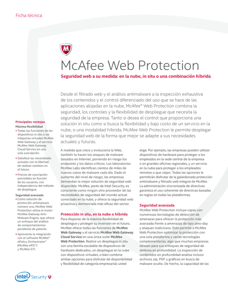 McAfee Web Protection Ficha Técnica