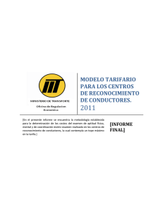 modelo tarifario para los centros de reconocimiento de conductores.