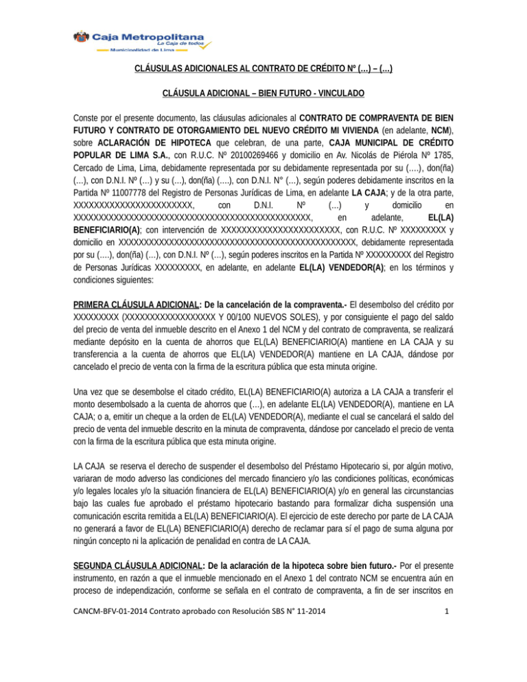 Cláusulas Adicionales Al Contrato De Compraventa De Bien Futuro Y 8023