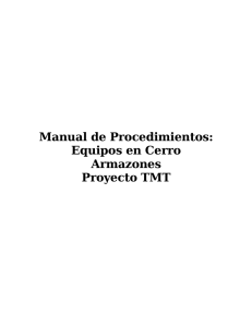 Manual de Procedimientos: Equipos en Cerro Armazones