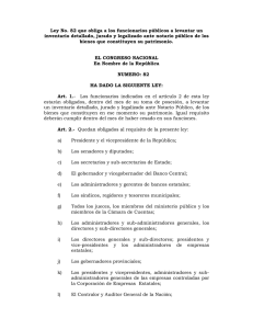 Ley No. 82 que obliga a los funcionarios públicos a levantar un