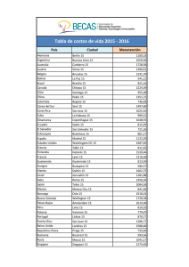 Tabla de costos de vida 2015 - 2016