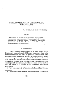Derecho aplicable y orden p&uacute;blico comunitario