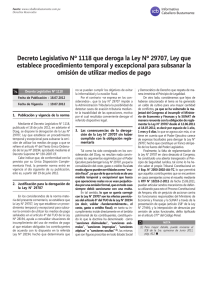 Decreto Legislativo Nº 1118 que deroga la Ley Nº 29707, Ley que