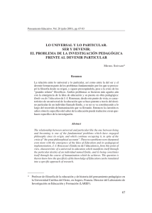 lo universal y lo particular. ser y devenir. el problema de la