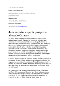 Juez autoriza expedir pasaporte abogado Caracas