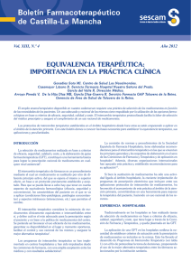 equivalencia terapéutica: importancia en la práctica clínica