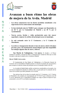 Avanzan a buen ritmo las obras de mejora de la Avda. Madrid