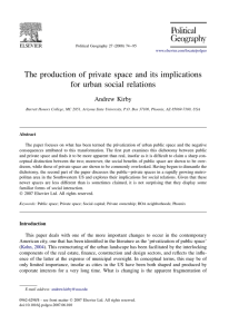 The production of private space and its implications for urban social