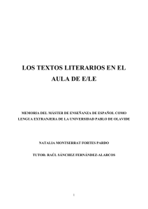 LOS TEXTOS LITERARIOS EN EL AULA DE E/LE