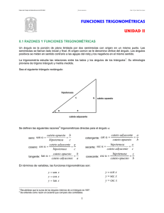 Unidad II: Funciones trigonométricas.