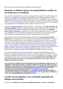 Reanudar el di&aacute;logo supone una oportunidad de cambio en un