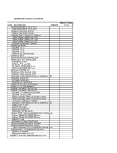 LISTA DE ARTICULOS ELECTRICOS CANT, DESCRIPCION