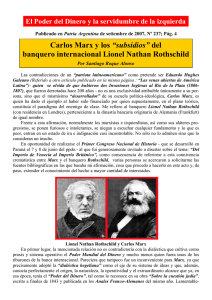 Carlos Marx y los “subsidios” del banquero internacional Lionel