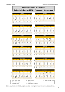 Calendario Escolar - Universidad de Monterrey