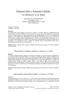 Edmond Jabès y Eduardo Chillida: La Mémoire et la Main